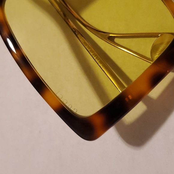 Gucci Havana Brown/Gold and Yellow Womens Sunglasses - NWT - Picture 7 of 13